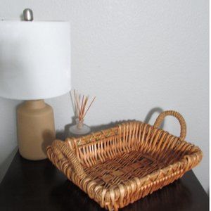 Vintage Rustic Rectangle Basket with Handles